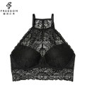 China customized and wholesale free size bra high-neck push up long line underwire beautiful wildflower lace bra